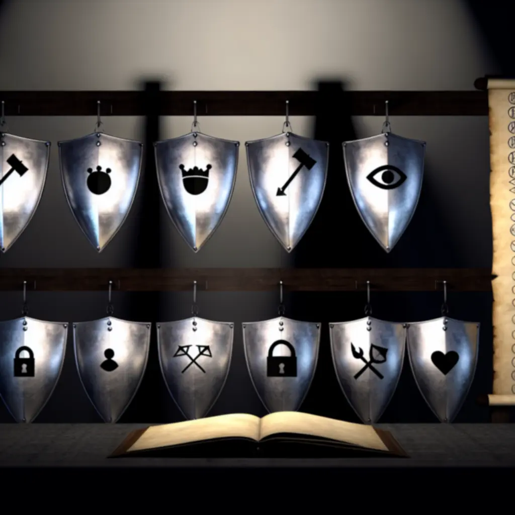 Tarcze symbolizujące osiem zasad kodeksu