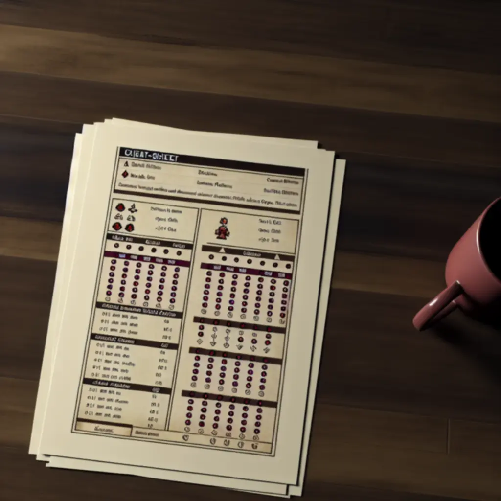 Przykładowa wydrukowana ściągawka buildu – czytelna tabela kroków