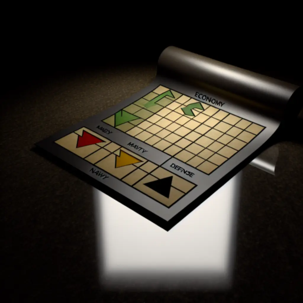 Fragment interaktywnej tabeli porównawczej z kolorowymi chevronami